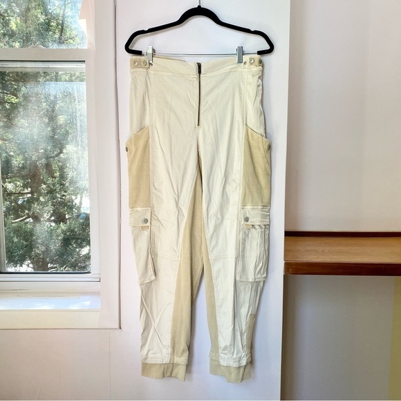 New Free People Fast Track Cargo Utility Pants Baggy Slouch FP Movement Cream - Picture 4 of 11